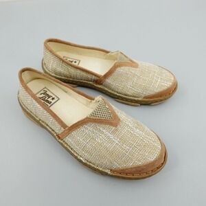 Tony Lama Renata Slip On Womens 8 Beige Canvas Loafers Shoes